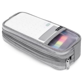 Hsmihair Grid Mesh Pencil Case, Large Compartment Pen Pouch with Zipper, Clear Portable Multifunction Pen Bag for School, Office, Girls Boys Teen, Transparent Makeup Travel Organizer (Light Grey)