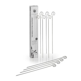 Buddy's BBQ Stainless Steel Barbecue Skewers, 12 x 30 cm with Ring Handle, First-class BBQ Equipment