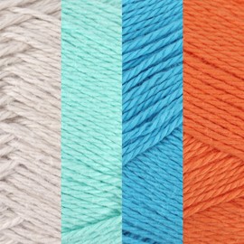 JubileeYarn Cotton Select Yarn - Sport Weight - 50g/Skein - Shades of Contrast Colors A - 4 Skeins