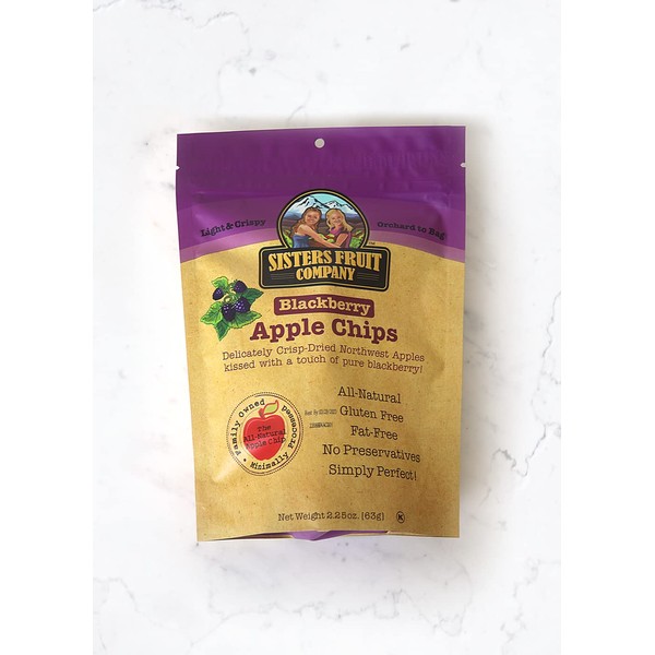 Sisters Fruit Company, Blackberry Apple Chips, All-Natural, No Preservatives, Fat-Free (Contains SIX 2.25 OZ. Bags)