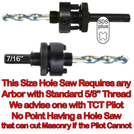 3 1/4 Inch Carbide Hole Saw Bit Concrete and Brick - use only with Arbor That has Locking Pins Carbide Hole Cutter for Stucco Brick Fiberglass Reinforced Plaster Drywall and Cement Block for Pipes