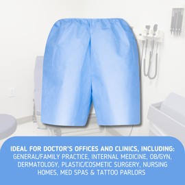 Disposable Medical Exam Shorts - Made in The USA - 50 pcs - Small
