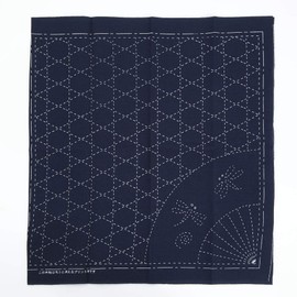 Kit Sashiko, hilo Yokota Sashiko, agujas y plantilla Yume Fukin con manual original en inglés, juego de costura dedal, tela, textil japonés (hilo marino/paño blanco 1)