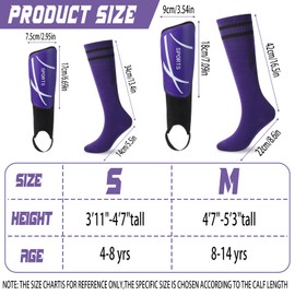 VercanMonth Soccer Shin Guards and Socks for Kids Youth 4-14, Lightweight Adjustable Strap Soccer Shin Pads with Ankle Protection Protective Football Equipment for Boys Girls Teens(Purple,Medium)