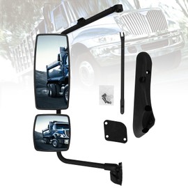 P SEPEY Door Main Mirror Assembly for INTERNATIONAL 4300 Side Mirror Assembly with Black Arm for INTERNATIONAL 4400 7400 7600 8500 8600 Durastar Workstar Transtar Prostar Lonestar Truck (left side)