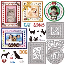 GLOBLELAND Footprint Border Cutting Dies for Card Making Dogs Cats Metal Die Cuts Cats Paw Frame Cut Stencils for DIY Scrapbooking Embossing Photo Album Craft Decor