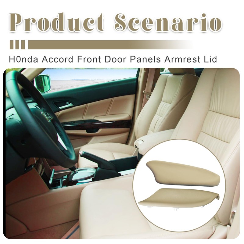 1 Pair Beige PU Leather Door Panel Armrest Cover for