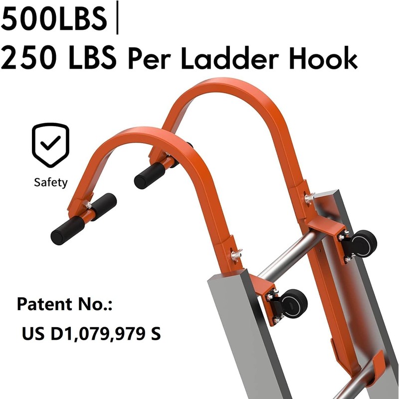 2 Pack Heavy Duty Roof Ladder Hook with Wheel,Extension Ladder