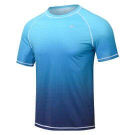 Huayuzh Men's UV Shirt Rash Guard T-Shirt Swimming Shirt Quick-Drying Lightweight Breathable Surfing Fishing Hiking Top, 1 gradient colour: blue