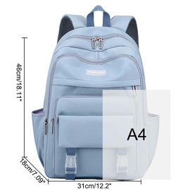 JiaYou Girls Junior Middle School Backpack Solid Color Casual Daypack Laptop Bag fit for School Travel Leisure time(Blue,25 Liter)