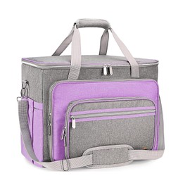 FINESUN Sewing Machine Case with Shoulder Strap,Tote Bag for Sewing Machine Carrying Case with Removable Padding Pad for Brother,Singer,Most Machines Travel Tote Organizer for Accessories Purple