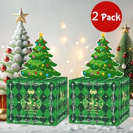 Meiidoshine 2 Pack Christmas Money Box for Cash Gift Pull, Surprise Money Holder for Kids Adults with 200Pcs Transparent Bags - Fun Ways to Give Cash As A Gift for Your Loved Ones