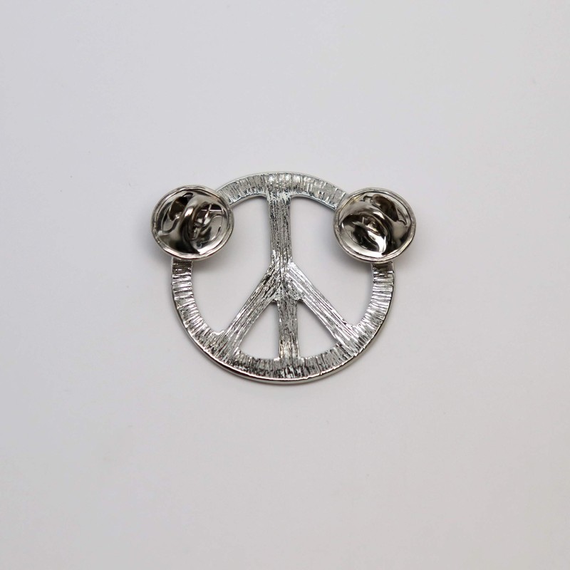 Peace Sign Hippie Jacket or Hat Pin Polished Silver Finish