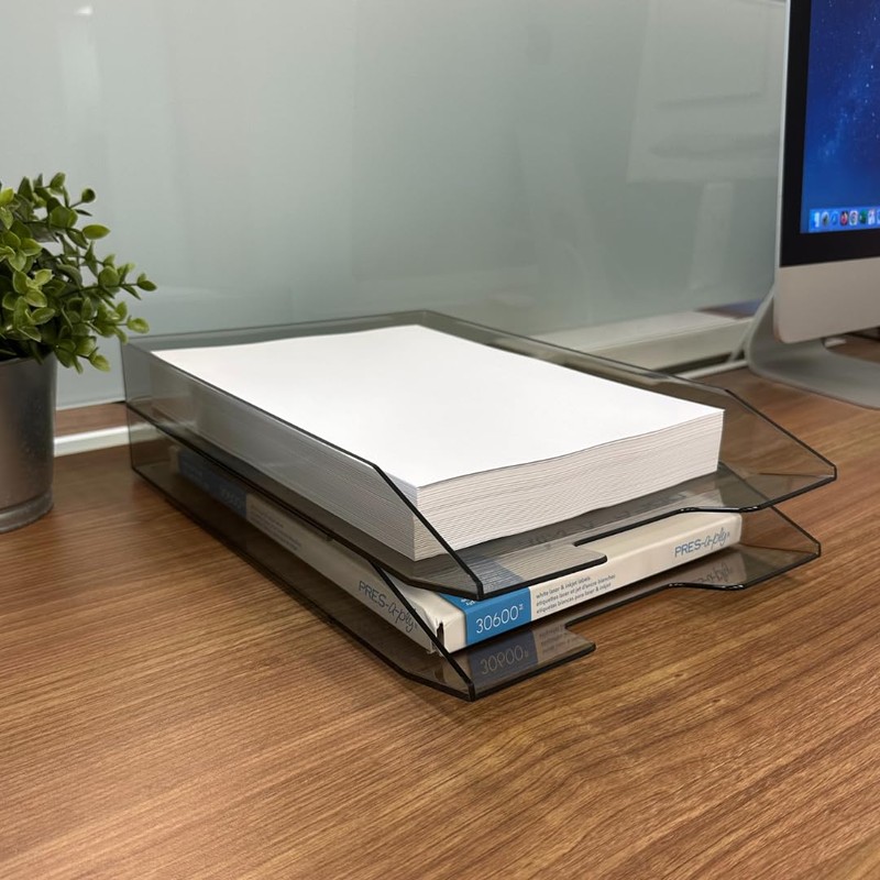 Acrimet 2 Tier Paper Organizer Letter Tray - Plastic Stackable