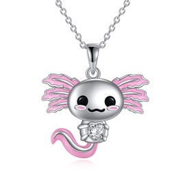 TIGER RIDER 925 Sterling Silver Axolotl Necklace for Women Cute Animal Axolotl Pendant Necklace Graduation Birthday Mothers Day Jewelry Gifts for Women Mom (05-Axolotl Necklace)