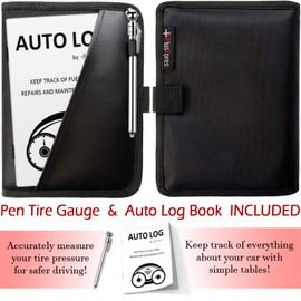 Glove Box Compartment Organizer - Car Document Holder - Owner Manual Case Pouch - Vehicle Storage Wallet for Registration & Insurance Card - Premium Auto Paperwork Holder - Log Book included - Black