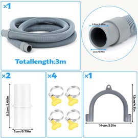 Washing Machine Hose Extension, Drain Hose, Washing Machine, Waste Water Hose Extension, Drain Hose Dishwasher Extension, Drain Hoses for Washing Machines, Dryers, 3 m x 20 mm