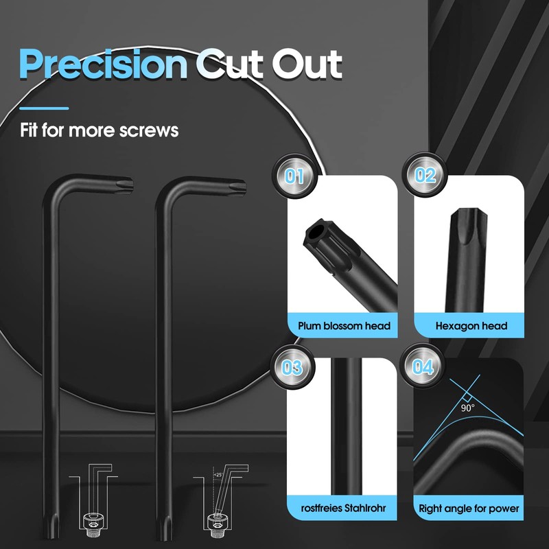 DISEN 9 Pieces Torx Star Allen Wrench Set, Long Arm