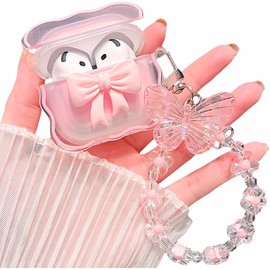 MINSCOSE MINSCOSE Compatible with AirPods 4 Clear Case,3D Bow Pattern Design with Cute Butterfly Flower Keychain, Soft TPU Protective Shockproof Case for Airpod 4 for Girls Women-Pink