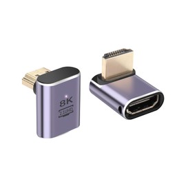 PNGKNYOCN 90 Degree HDMI Adapter 8K，2 Pack Right Angle 48Gbps HDMI 2.1 Male to Female Extender Adapter Support 8K@60Hz, 4K@120Hz, HDR, eARC (Up Bend)