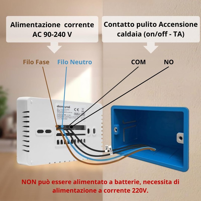 CRONOTERMOSTATO WIFI PROGRAMMABILE SMARTPHONE APP ALEXA TERMOSTATO CALDAIA DA PARETE