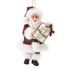 Department 56 Possible Dreams Santa Love The Wine Hanging Ornament, 6 Inch, Multicolor