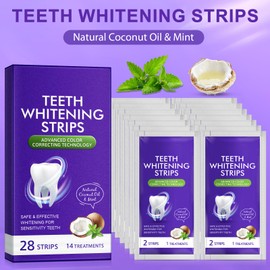 Purple Whitening Strips, Professional Teeth Whitening Strips 14 Packs 28 Pcs, Safe Non-Slip Dry Strip Technology for Whiter Teeth, 30 Minutes Fast Results, Non-Sensitive Formula,Fast-Result Products