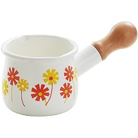 Tamahashi ADR-11 Mini Enameled Milk Pan, 18.7 fl oz (550 ml), For Gas Fires, Made in Japan, Aderia Retro, White, Alice