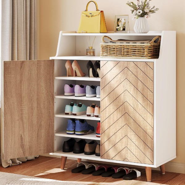 YITAHOME Shoe Cabinet with Doors, 5-Tier Shoe Storage Cabinet with