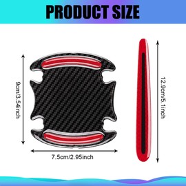 Lyxheth 8PCS Car Door Handle Protector Reflective Sticker, Doors Handles Protectors for Vehicle, 3D Carbon Fiber Door Handle Scratch Protector Cover, Doors Handles Films for Cars (Ruby Red)