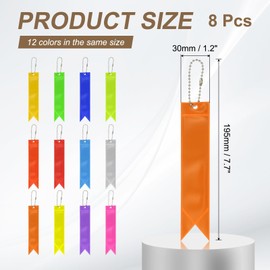 PATIKIL 8 Pcs Reflective Keychain, 7.7in Reflective Strips High Visibility Safety Keychain Tags Lanyards Pendants Bright Zipper Pulls Waterproof for Backpack Running Cycling, Orange Yellow