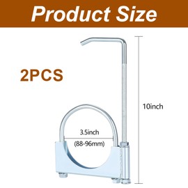 JLXCCHZJ 2 Pcs Universal Exhaust Clamp with Hanger,Heavy-Duty Steel for Exhaust Pipes,Car & Truck Muffler Systems(3.5 inches)