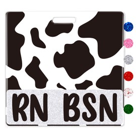 Plifal RN BSN Badge Buddy Card Holder Nurse Nursing Accessories Cute Cow Print Horizontal ID Name Identification Tags Hospital Work