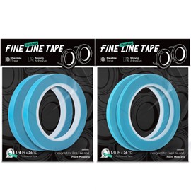 FOSHIO 4 Rolls Fine Line Tape, 2 Rolls 1/4 in x 36 yd and 2 Rolls 1/8 in x 36 yd Vinyl Tape for DIY, Flexible Pinstripe Tape for Paint Masking Striping, Color Separation and Complex Designs