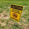 Caution Pesticide Application Keep Off Sign,12.6"x9.5" Corrugated Plastic with Stake