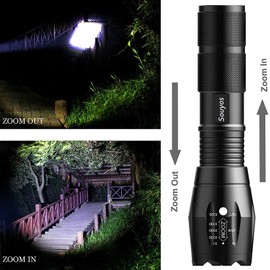 Souyos Military Grade Flashlight 2000 Lumen 5 Modes Water Resistant LED Tactical Torch Flash Light,2-Pack