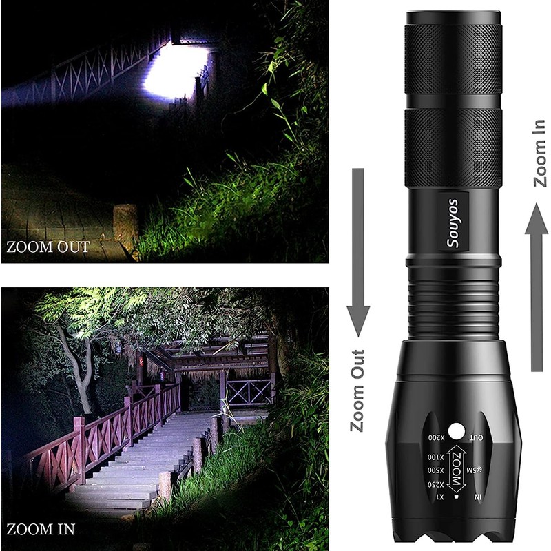 Souyos Military Grade Flashlight 2000 Lumen 5 Modes Water Resistant