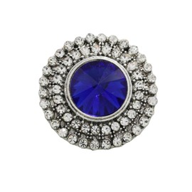 Boho Rhinstone Ring for Women,Vintage Multicolor Circle Crystal Stackable Rings Statement Adjustable CZ Knuckle Ring Fashion Jewelry (Blue)