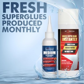 Starbond 4 oz Medium CA Glue with 6 oz Activator Bundle, Premium Cyanoacrylate Super Glue, for Quick Repair, Woodworking, Woodturning, Hobby Models