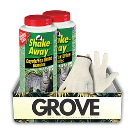 Fox Urine Granules – Shake-Away Urine Animal Repellent Granules for Coyote/Fox 28.5 oz Bundle with Work Gloves – Natural Scent-Based Deterrent for Lawns, Gardens, and Flower Beds – Gift Set (3 Items)