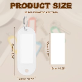 uxcell 20pcs Plastic Key Tags, Keys Ring Tag Identifier Keychain with Split Ring Labels Window for Luggage ID Name Pet Tags, White