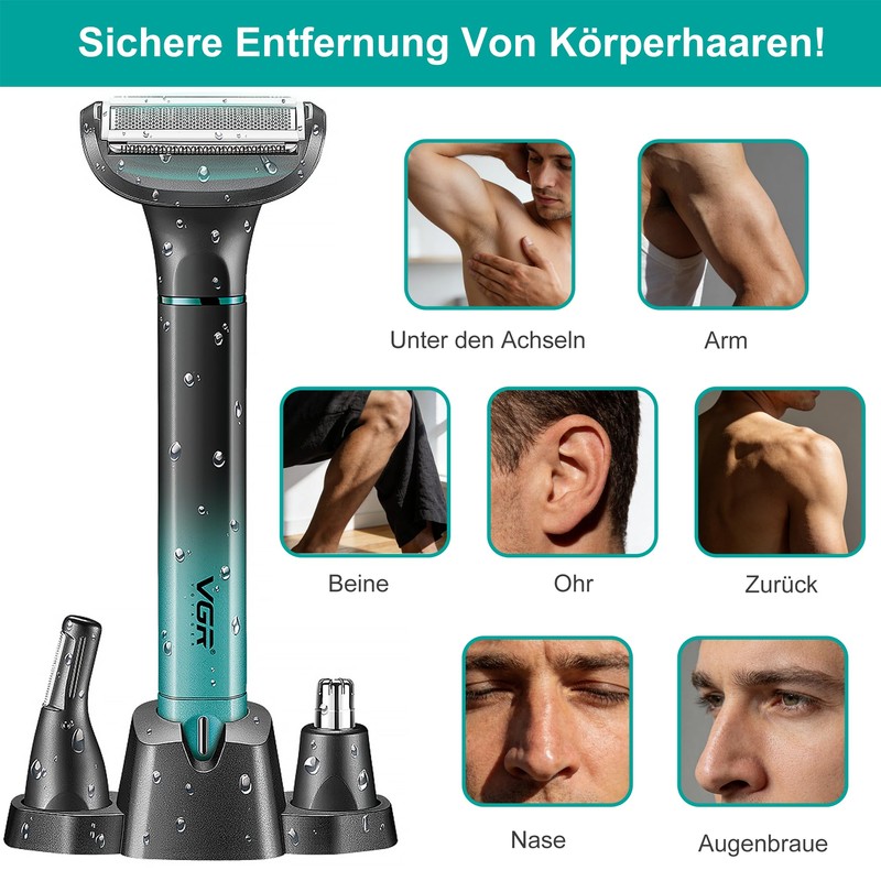 VGR 625 3-in-1 Men's Intimate Shaver, Wireless Body Razor