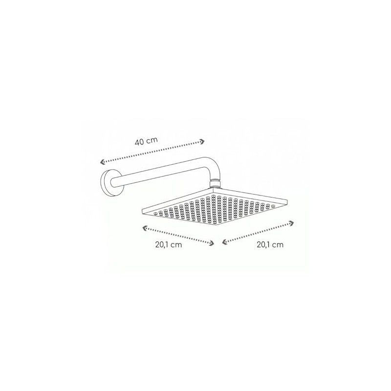 Regadera Tipo Lluvia de Acero Inoxidable con Brazo de Pared