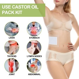 STFOCE 10pcs Castor Oil Pack Wrap, Transparent Film Castor Oil Pack, No Irritation, Self-Adhesive, No Leakage, Portable, for Home and Travel (1 Count (Pack of 10))