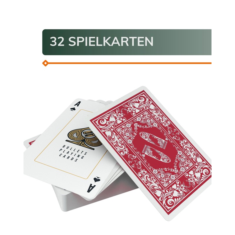 Bullets Playing Cards, Skat Card Deck (French Leaf), Plastic, 2