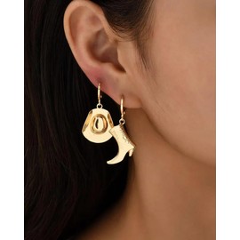 Cowboy Boot Earrings for Women Western Cowgirl Hat Boot Dangle Earrings Country Concert Jewelry Cowboy Carter Outfits Accessories for Her