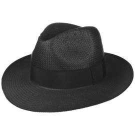 Lipodo Black Mountain Straw Bogart Hat Summer Hat Beach Hat Sun Hat for Men Straw Hats Bogart with Grosgrain Ribbon Spring Summer, black