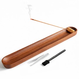 Horizontal Incense Holder, Walnut Wood and Brass, Set of 3, Buddhist Altar, Japanese Style, Incense Holder, Breathable and Safe, Adjustable Incense Angle