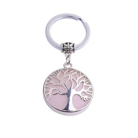 Gem-Inside 2 inches Natural Pink Rose Quartz Chakra Stone Keychains Key Chains Rings for Women Crafts Jewelry