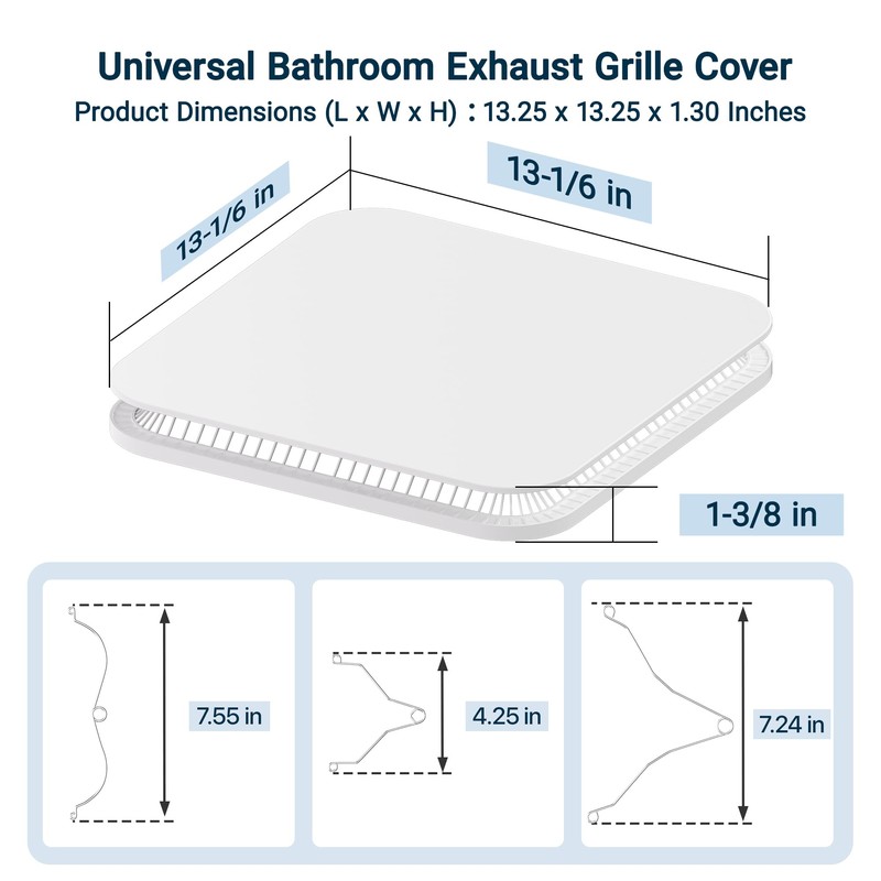 FG701S Square Bathroom Exhaust Fan Grille Cover Replacement, Ventilation Fan